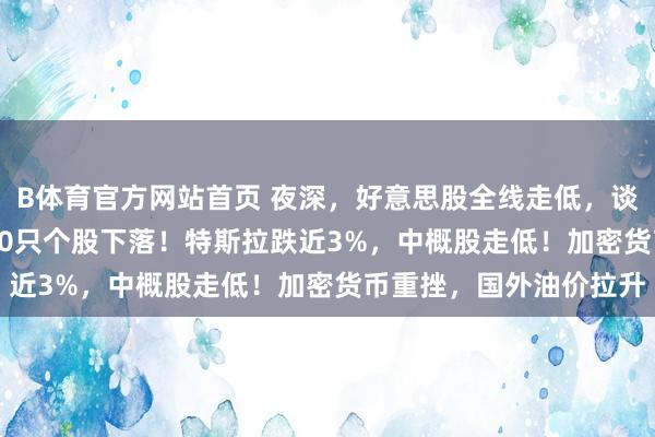 B体育官方网站首页 夜深，好意思股全线走低，谈指下挫500点，超3800只个股下落！特斯拉跌近3%，中概股走低！加密货币重挫，国外油价拉升