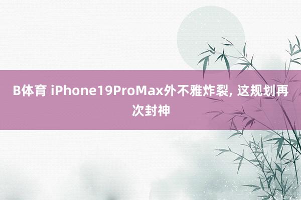 B体育 iPhone19ProMax外不雅炸裂， 这规划再次封神