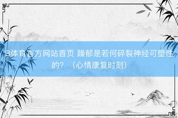 B体育官方网站首页 躁郁是若何碎裂神经可塑性的？（心情康复时刻）