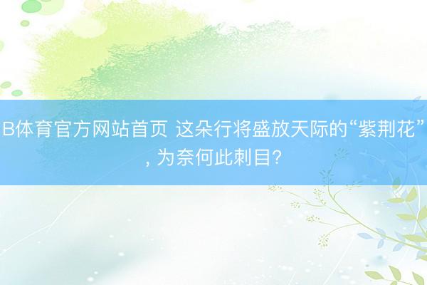 B体育官方网站首页 这朵行将盛放天际的“紫荆花”， 为奈何此刺目?