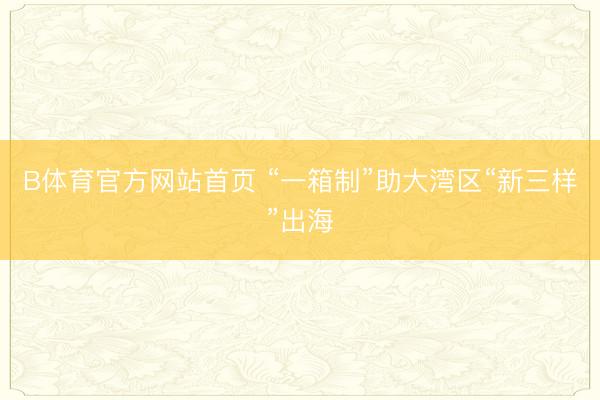 B体育官方网站首页 “一箱制”助大湾区“新三样”出海