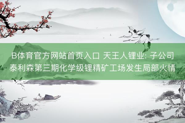 B体育官方网站首页入口 天王人锂业: 子公司泰利森第三期化学级锂精矿工场发生局部火情