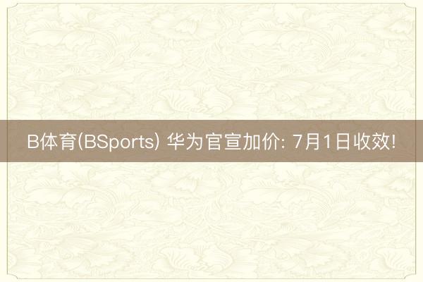 B体育(BSports) 华为官宣加价: 7月1日收效!