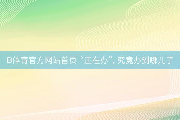 B体育官方网站首页 “正在办”, 究竟办到哪儿了