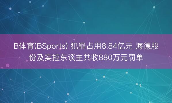 B体育(BSports) 犯罪占用8.84亿元 海德股份及实控东谈主共收880万元罚单