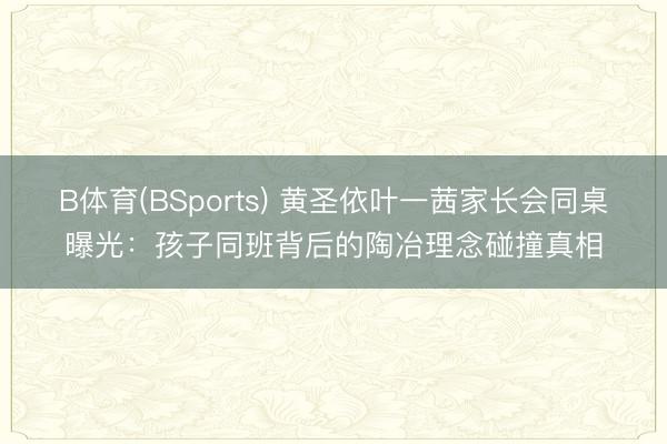 B体育(BSports) 黄圣依叶一茜家长会同桌曝光：孩子同班背后的陶冶理念碰撞真相