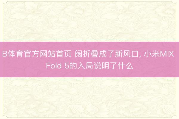 B体育官方网站首页 阔折叠成了新风口， 小米MIX Fold 5的入局说明了什么